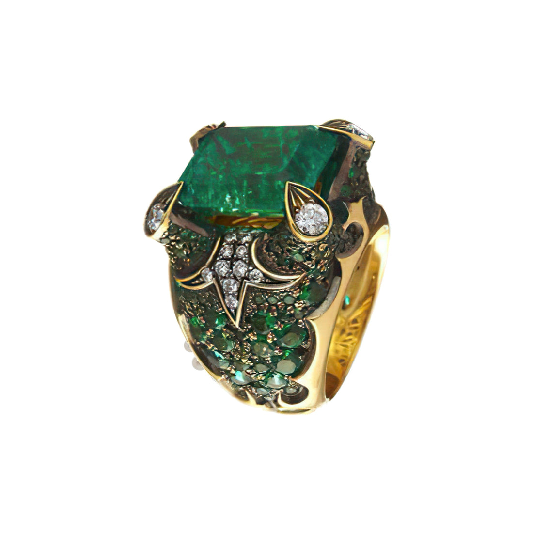 Emerald Flower Ring