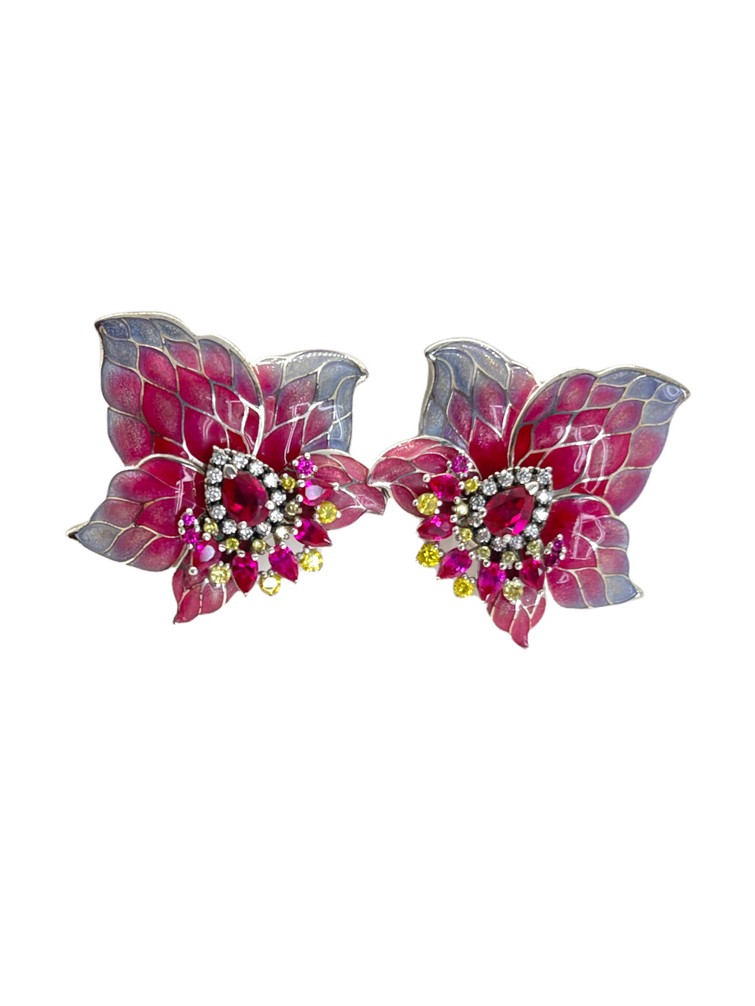 Enamel Orchids Earrings