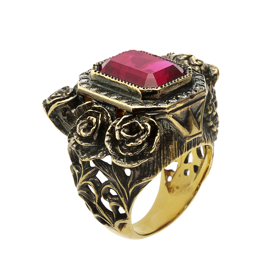 Lion and Roses Ring